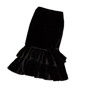 Gianni Bini Black Velvet Ruffle Hem Skirt – XS